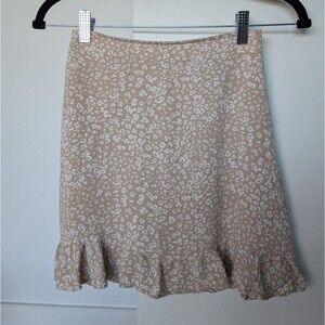 Abercrombie & Fitch Pink Patterned Mini Skirt with Ruffle Hem